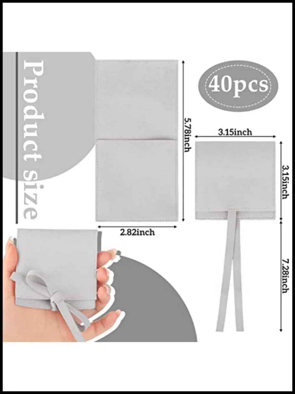 40 Pcs Microfiber Jewelry Pouch Gift Bags with Drawstring for Bracelet Necklace